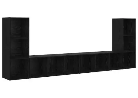 Cabinet TV cu raft cu depozitare 4 pcs Stejar negru 37 x 35 x 107.5 cm - 2/5