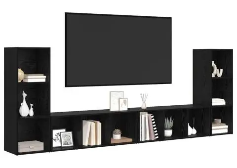 Cabinet TV cu raft cu depozitare 4 pcs Stejar negru 37 x 35 x 107.5 cm - 3/5
