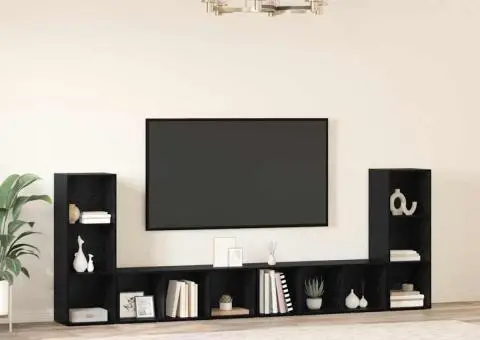 Cabinet TV cu raft cu depozitare 4 pcs Stejar negru 37 x 35 x 107.5 cm - 4/5