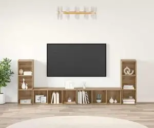 vidaXL Cabinet TV cu raft 4 pcs Stejar artisanal 37 x 35 x 107.5 cm