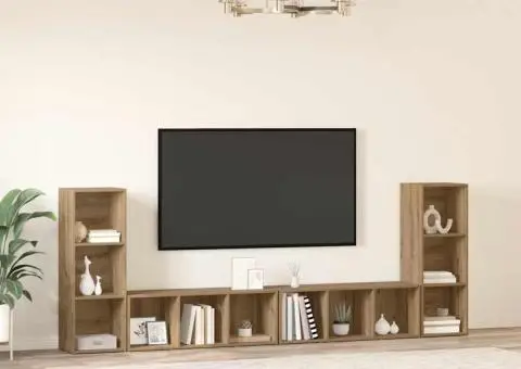 Cabinet TV cu raft 4 pcs Stejar artisanal 37 x 35 x 107.5 cm - 4/5