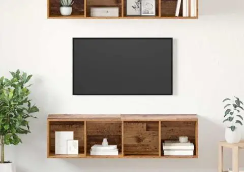 Set comodă TV 2 pcs Lemn vechi 37 x 37 x 142.5 cm Lemn compozit - 1/5