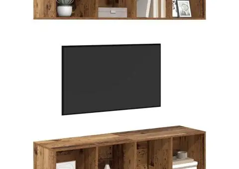 Set comodă TV 2 pcs Lemn vechi 37 x 37 x 142.5 cm Lemn compozit - 3/5