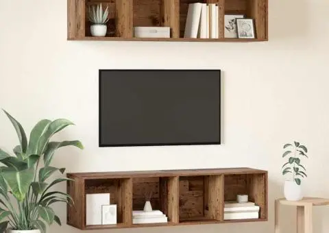 Set comodă TV 2 pcs Lemn vechi 37 x 37 x 142.5 cm Lemn compozit - 4/5