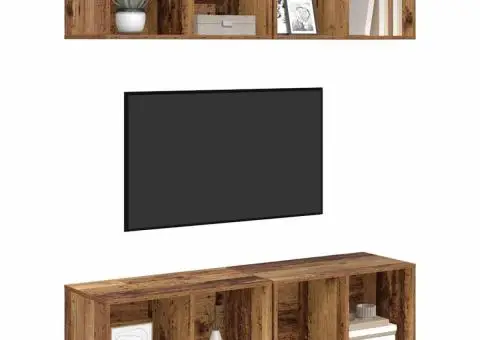 Dulap pentru TV pe Perete 4 pcs Lemn vechi 37 x 37 x 72 cm - 3/5