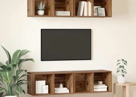 Dulap pentru TV pe Perete 4 pcs Lemn vechi 37 x 37 x 72 cm - 4/5