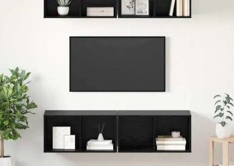 Dulap pentru TV pe Perete 4 pcs Stejar negru 37 x 37 x 72 cm - 1/5