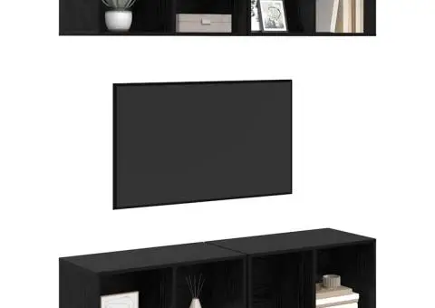 Dulap pentru TV pe Perete 4 pcs Stejar negru 37 x 37 x 72 cm - 3/5