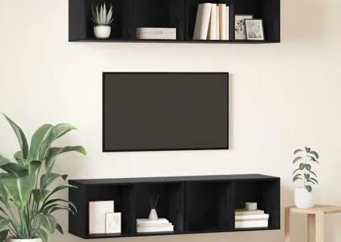 Dulap pentru TV pe Perete 4 pcs Stejar negru 37 x 37 x 72 cm - 4/5