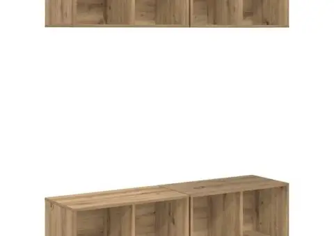 Dulap pentru TV pe Perete cu raft cu depozitare 4 pcs stejar artizanal - 2/5