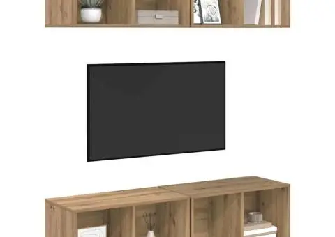 Dulap pentru TV pe Perete cu raft cu depozitare 4 pcs stejar artizanal - 3/5