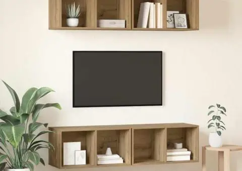 Dulap pentru TV pe Perete cu raft cu depozitare 4 pcs stejar artizanal - 4/5