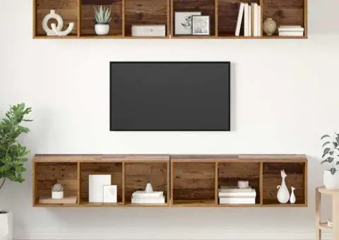 Dulap pentru TV pe Perete 4 pcs Lemn vechi 37 x 37 x 107.5 cm - 1/5