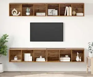 vidaXL Dulap pentru TV pe Perete 4 pcs Lemn vechi 37 x 37 x 107.5 cm