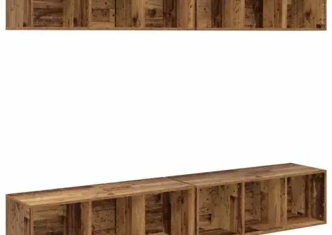 Dulap pentru TV pe Perete 4 pcs Lemn vechi 37 x 37 x 107.5 cm - 2/5