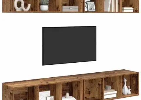 Dulap pentru TV pe Perete 4 pcs Lemn vechi 37 x 37 x 107.5 cm - 3/5
