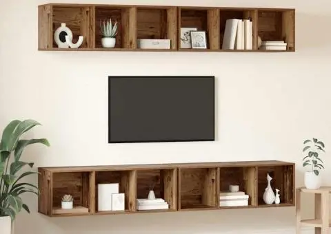 Dulap pentru TV pe Perete 4 pcs Lemn vechi 37 x 37 x 107.5 cm - 4/5