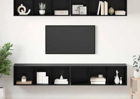 Dulap pentru TV pe Perete 4 pcs Stejar negru 37 x 37 x 107.5 cm - 1/5