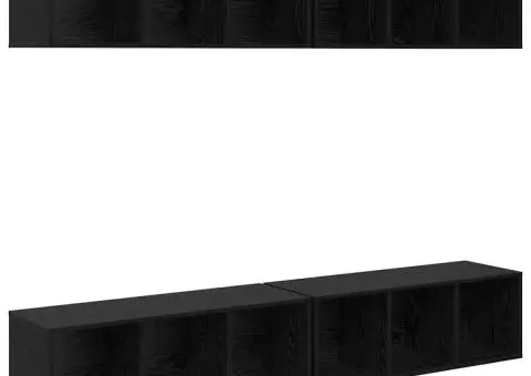 Dulap pentru TV pe Perete 4 pcs Stejar negru 37 x 37 x 107.5 cm - 2/5