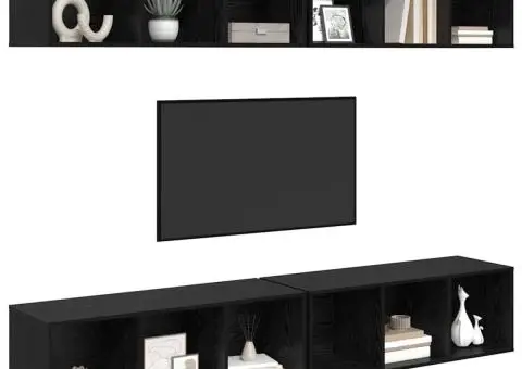 Dulap pentru TV pe Perete 4 pcs Stejar negru 37 x 37 x 107.5 cm - 3/5