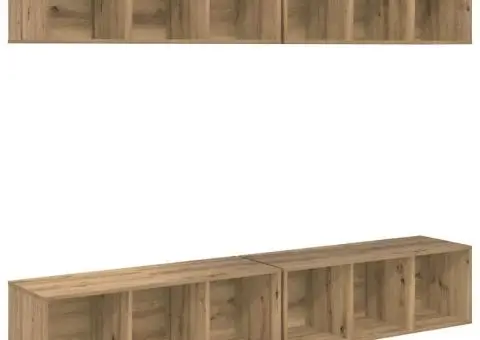 Dulap pentru TV pe Perete cu raft cu depozitare 4 pcs stejar artizanal - 2/5