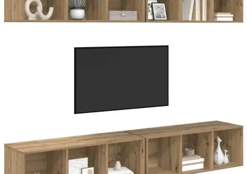 Dulap pentru TV pe Perete cu raft cu depozitare 4 pcs stejar artizanal - 3/5