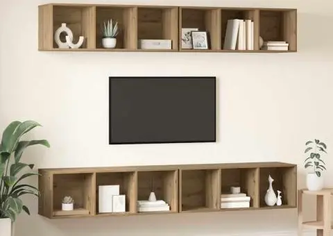 Dulap pentru TV pe Perete cu raft cu depozitare 4 pcs stejar artizanal - 4/5