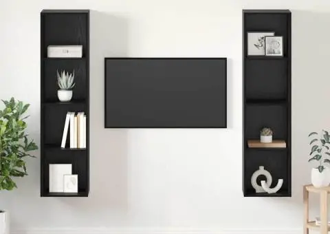 Set comodă TV 2 pcs Negru 37 x 37 x 142.5 cm Lemn compozit - 1/5