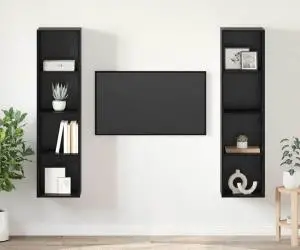 vidaXL Set comodă TV 2 pcs Negru 37 x 37 x 142.5 cm Lemn compozit