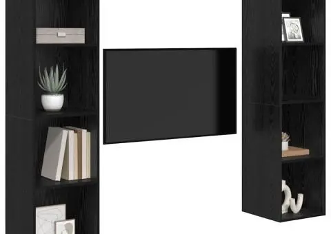Set comodă TV 2 pcs Negru 37 x 37 x 142.5 cm Lemn compozit - 3/5