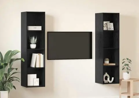 Set comodă TV 2 pcs Negru 37 x 37 x 142.5 cm Lemn compozit - 4/5