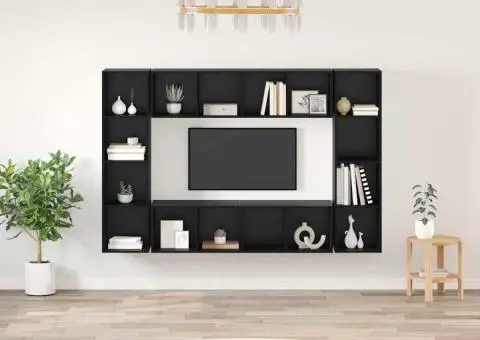 Set comodă TV 4 pcs Negru 37 x 37 x 142.5 cm Lemn compozit - 1/5