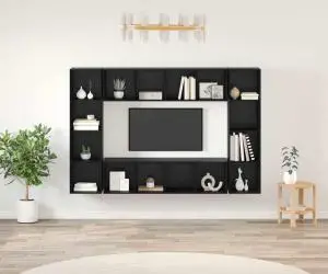 vidaXL Set comodă TV 4 pcs Negru 37 x 37 x 142.5 cm Lemn compozit
