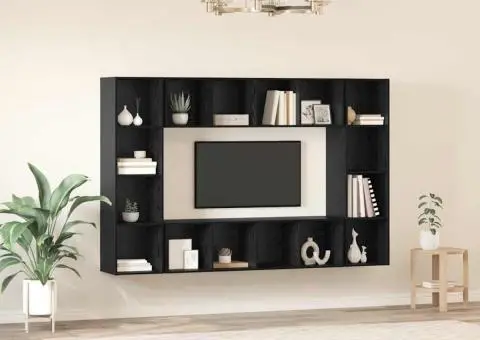 Set comodă TV 4 pcs Negru 37 x 37 x 142.5 cm Lemn compozit - 4/5