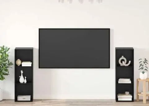 Set comodă TV 2 pcs Stejar negru 107 x 35 x 37 cm Lemn compozit - 1/5