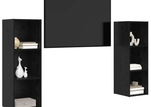 Set comodă TV 2 pcs Stejar negru 107 x 35 x 37 cm Lemn compozit - 3/5