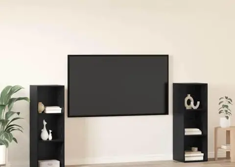 Set comodă TV 2 pcs Stejar negru 107 x 35 x 37 cm Lemn compozit - 4/5