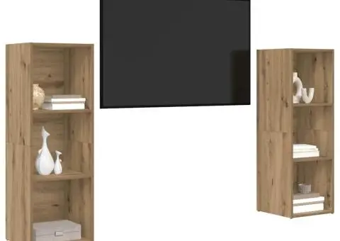 Set comodă TV cu raft 2 pcs Stejar artisanal 107 x 35 x 37 cm - 3/5