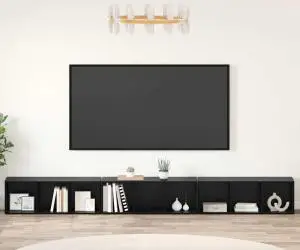 vidaXL Cabinet TV 3 pcs Stejar negru 37 x 35 x 107.5 cm
