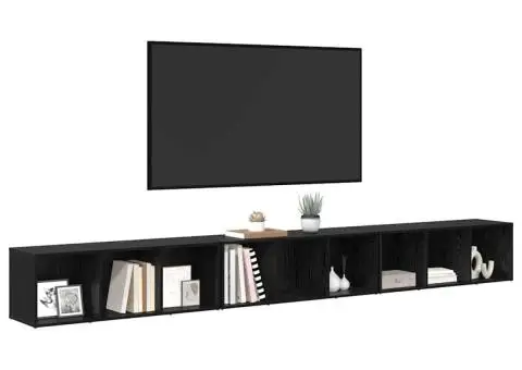 Cabinet TV 3 pcs Stejar negru 37 x 35 x 107.5 cm - 3/5