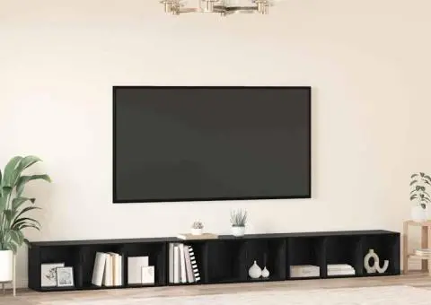 Cabinet TV 3 pcs Stejar negru 37 x 35 x 107.5 cm - 4/5