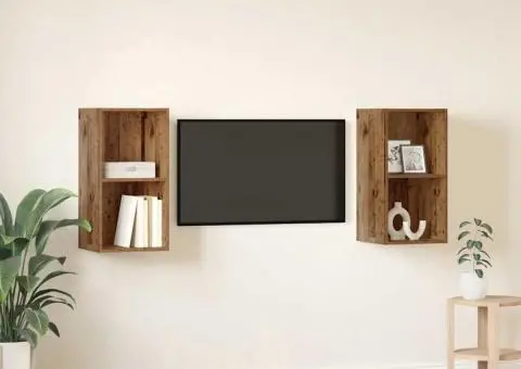 Dulap pentru TV pe Perete 2 pcs Lemn vechi 37 x 37 x 72 cm - 4/5