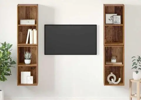 Dulap pentru TV pe Perete 4 pcs Lemn vechi 37 x 37 x 72 cm - 1/5