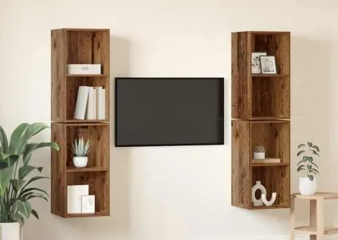 Dulap pentru TV pe Perete 4 pcs Lemn vechi 37 x 37 x 72 cm - 4/5