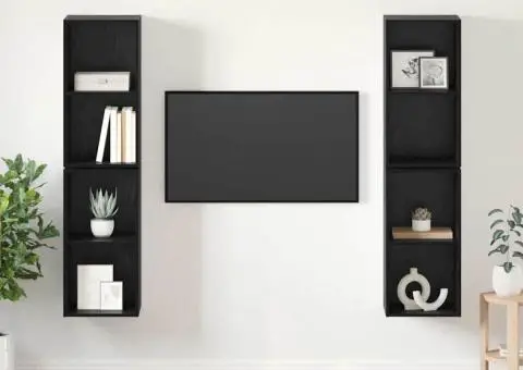 Dulap pentru TV pe Perete 4 pcs Stejar negru 37 x 37 x 72 cm - 1/5