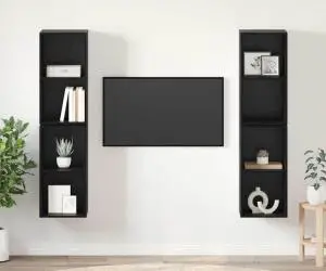 vidaXL Dulap pentru TV pe Perete 4 pcs Stejar negru 37 x 37 x 72 cm