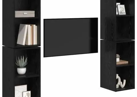 Dulap pentru TV pe Perete 4 pcs Stejar negru 37 x 37 x 72 cm - 3/5