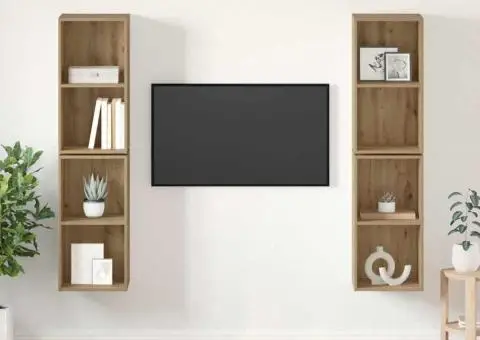 Dulap pentru TV pe Perete cu raft cu depozitare 4 pcs Stejar artisanal - 1/5