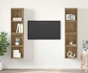 vidaXL Dulap pentru TV pe Perete cu raft cu depozitare 4 pcs Stejar artisanal
