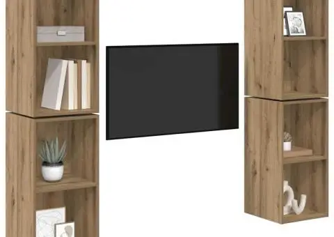 Dulap pentru TV pe Perete cu raft cu depozitare 4 pcs Stejar artisanal - 3/5